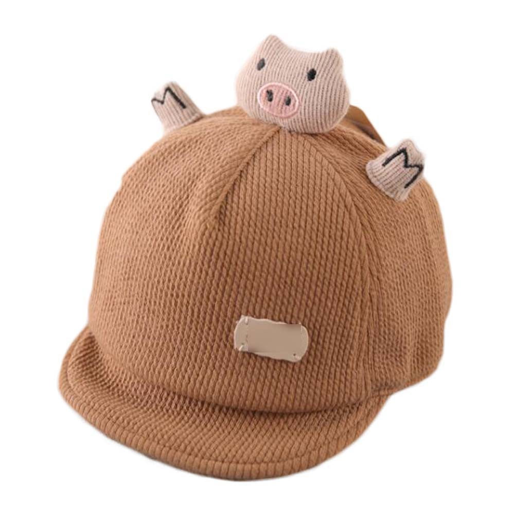 Khaki Baby Fall Winter Hat Cute Piggy Cap Boys Girls Baby Baseball Cap Corduroy Sun Hat,4-20 Months