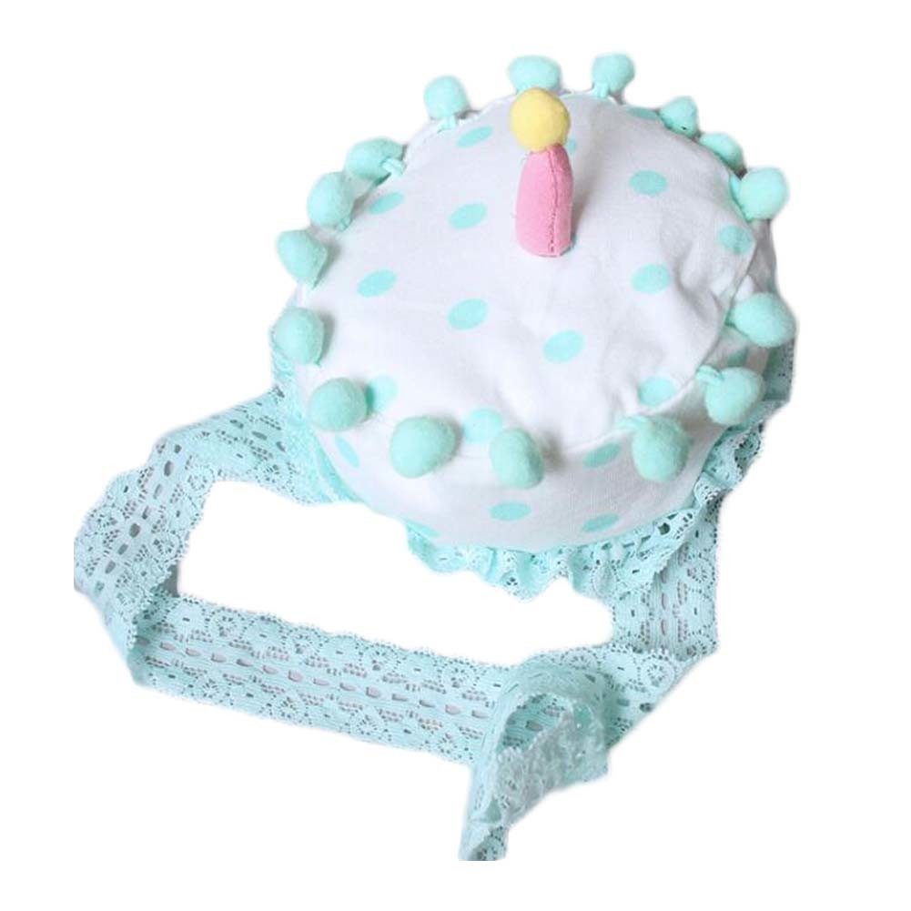 Light Green Dots Plush Birthday Cake Hat Cute Cartoon Birthday Hat Kids Party Decoration Hairband