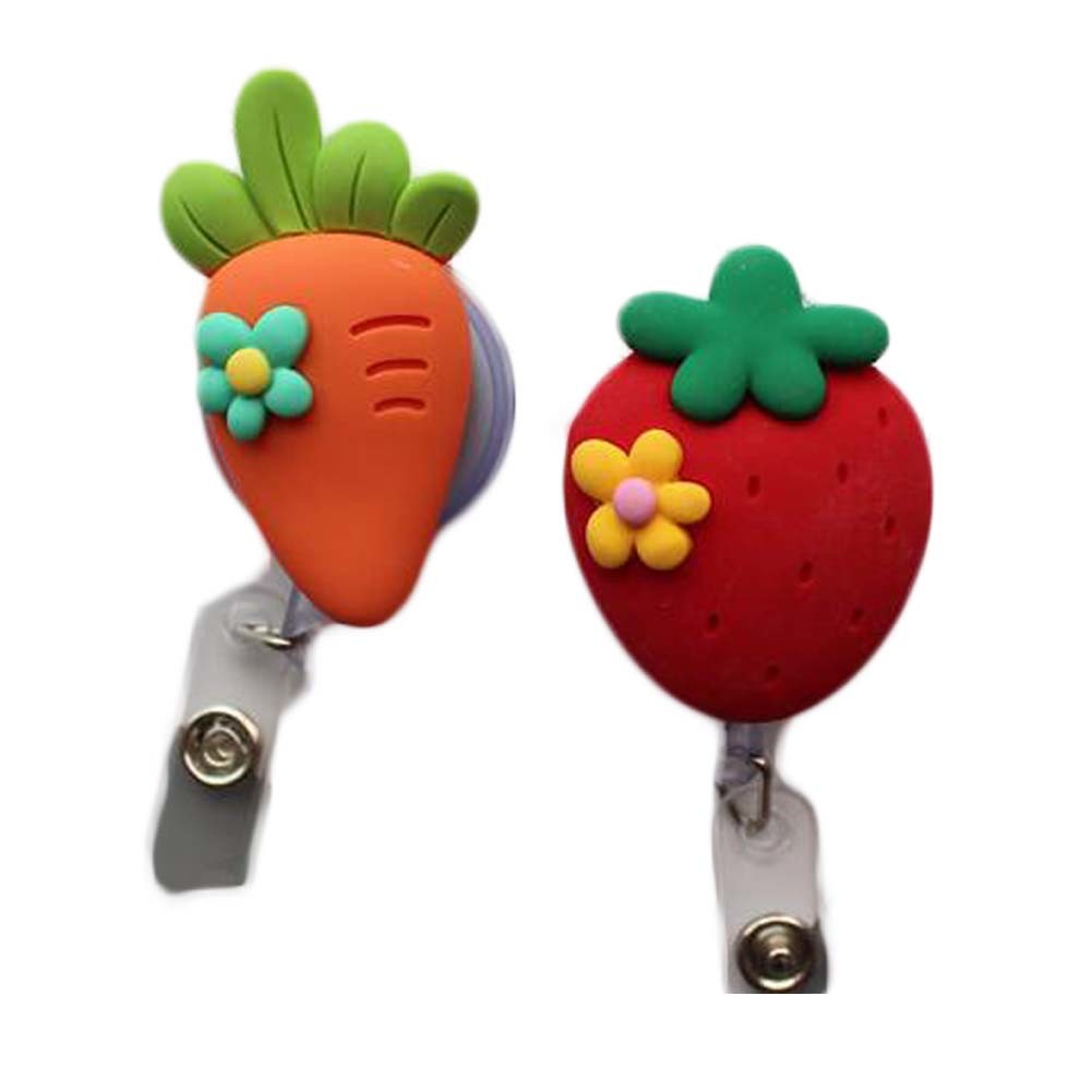 2 Pcs Fruits Retractable Badge Clip ID Card Badge Holder for Office Teachers Students Doctors Nurse