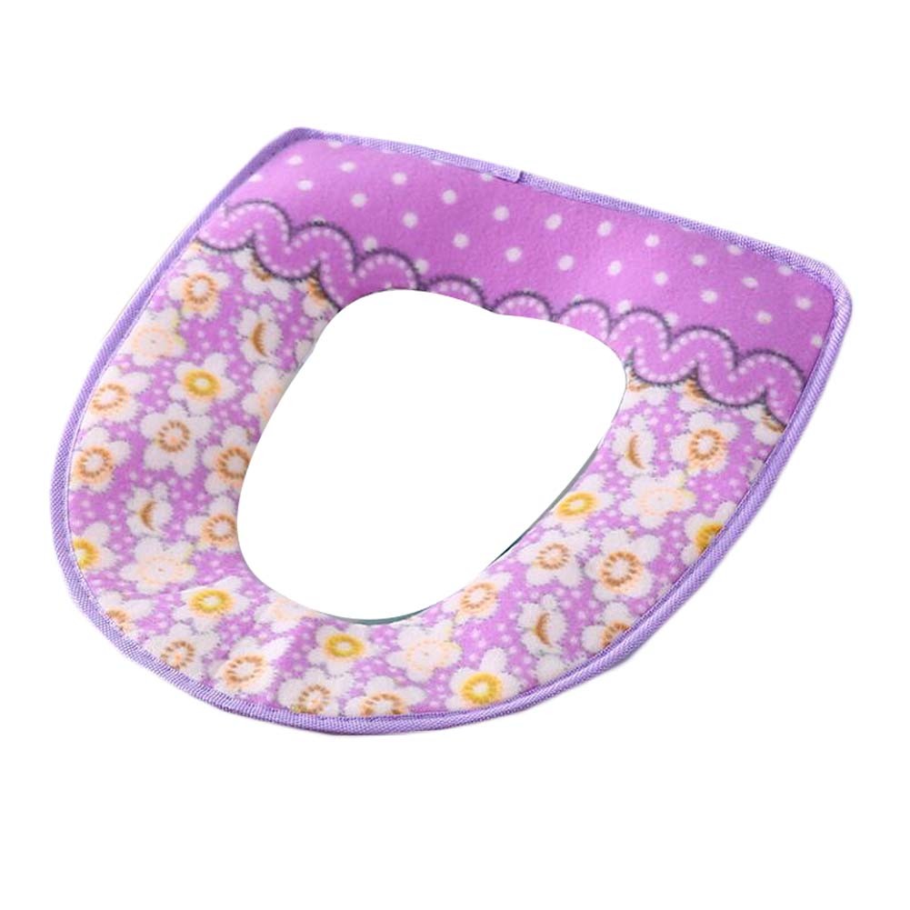 2 Pcs Purple Flower Toilet Seat Cover Pad Winter Toilet Seat Cushion Mat Toilet Bathroom Warmer