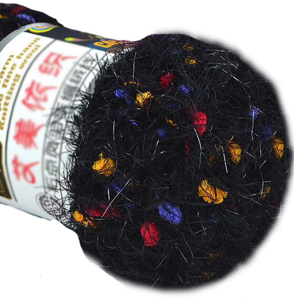 Set of 3 Knitted Color Hairball Yarns Hand-woven Scarf Soft Velvet Yarns, Black