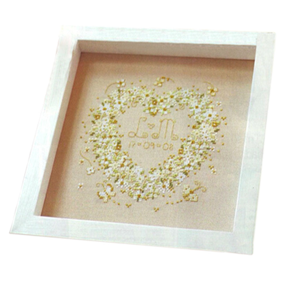 Lovely Heart DIY Cross Stitch Kits Pre-Printed 11CT Wedding Embroidery Artwork for Beginers, 7x7 inch