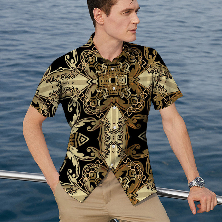 2022 Summer Hot Hawaiian 3D Digital Printed Striped Classic Style Men's Shirts