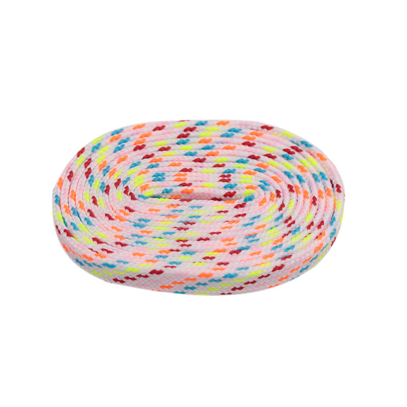 Weiou Wholesale Flat Custom Draw String Five Colors Double Twill Shoelaces With Cord Ends Metal