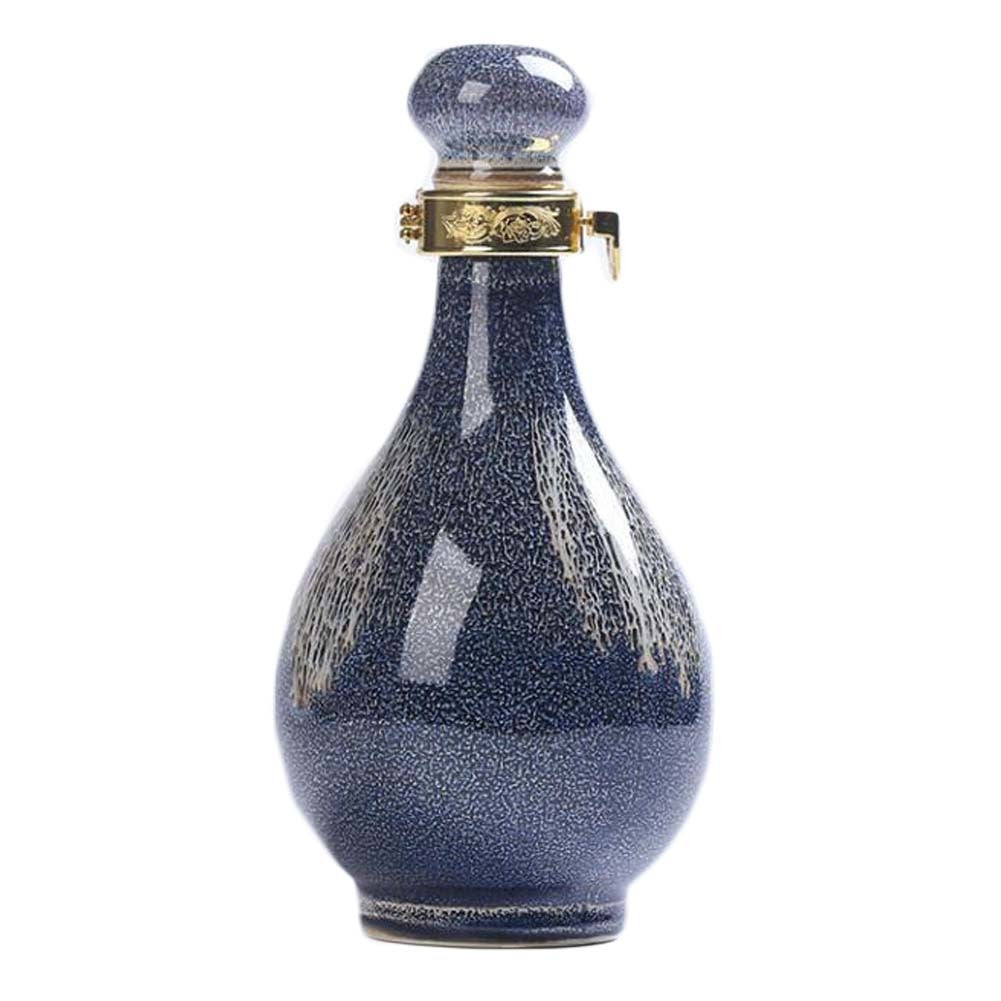 17oz Blue Wine Vase Flask Flagon Ceramic Empty Wine Jar Bottle Wine Jug Small Wine Bottle