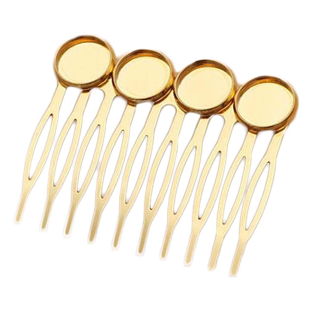 5 Pcs Gold Tone 10 Teeth Metal Side Comb Cabochon Setting Hairpin DIY Artcraft Project Decorative Comb Hair Pin