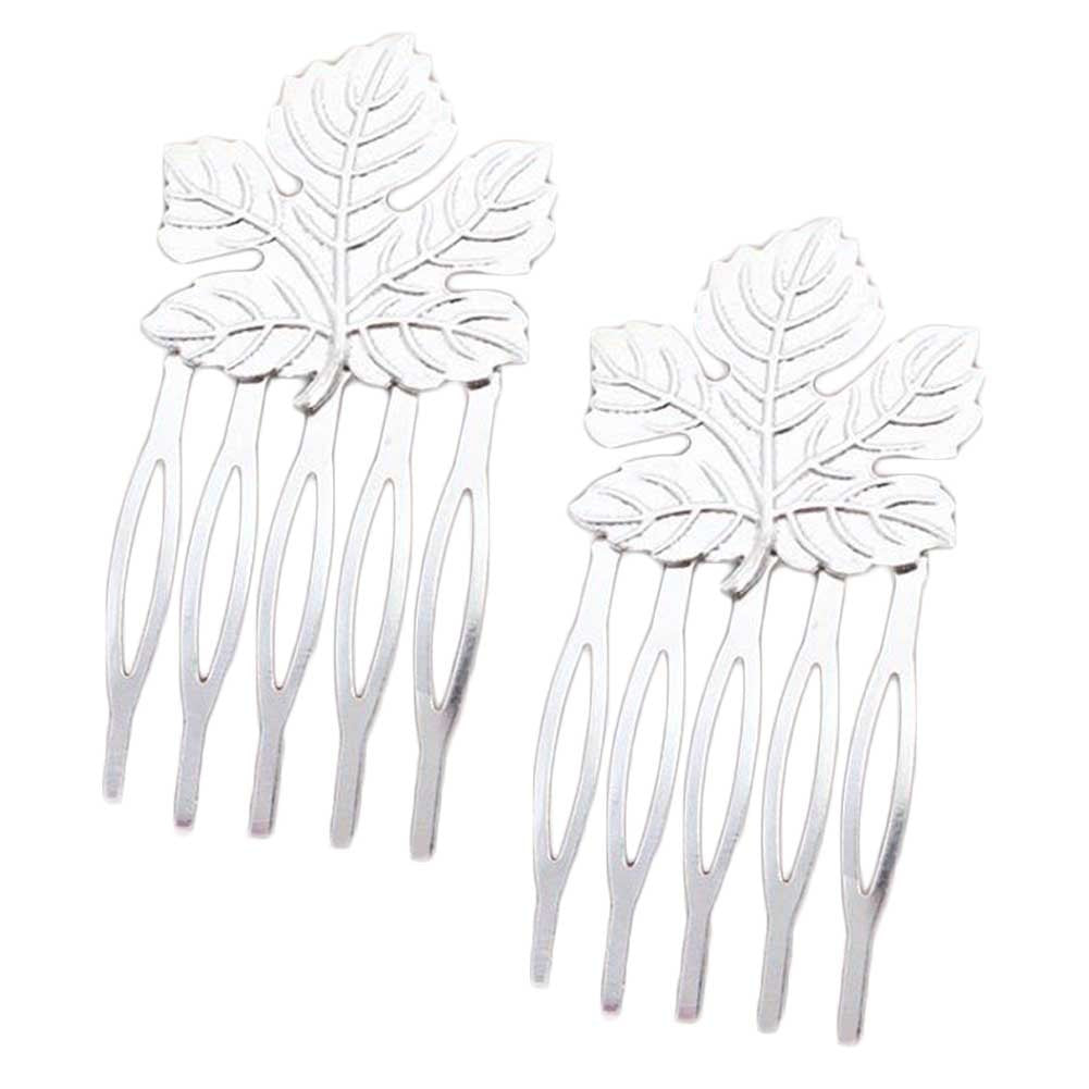 10 Pcs Silver Tone Mini Metal Side Comb Maple Leaf Decorative Hairpin Wedding Veil Hair Clip Comb Hair Pin