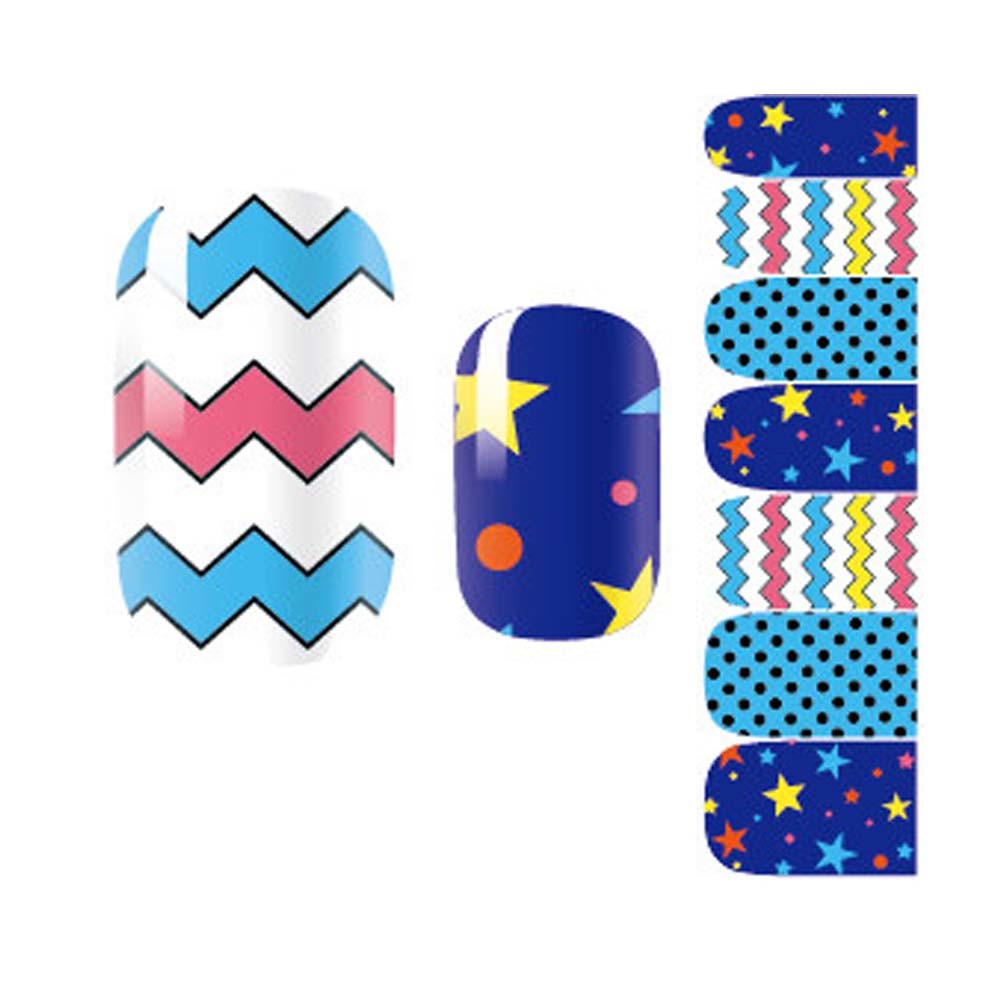 Blue Tone Nail Art Sticker Nail Decals Nail Wrap Decoration, 3 Sets