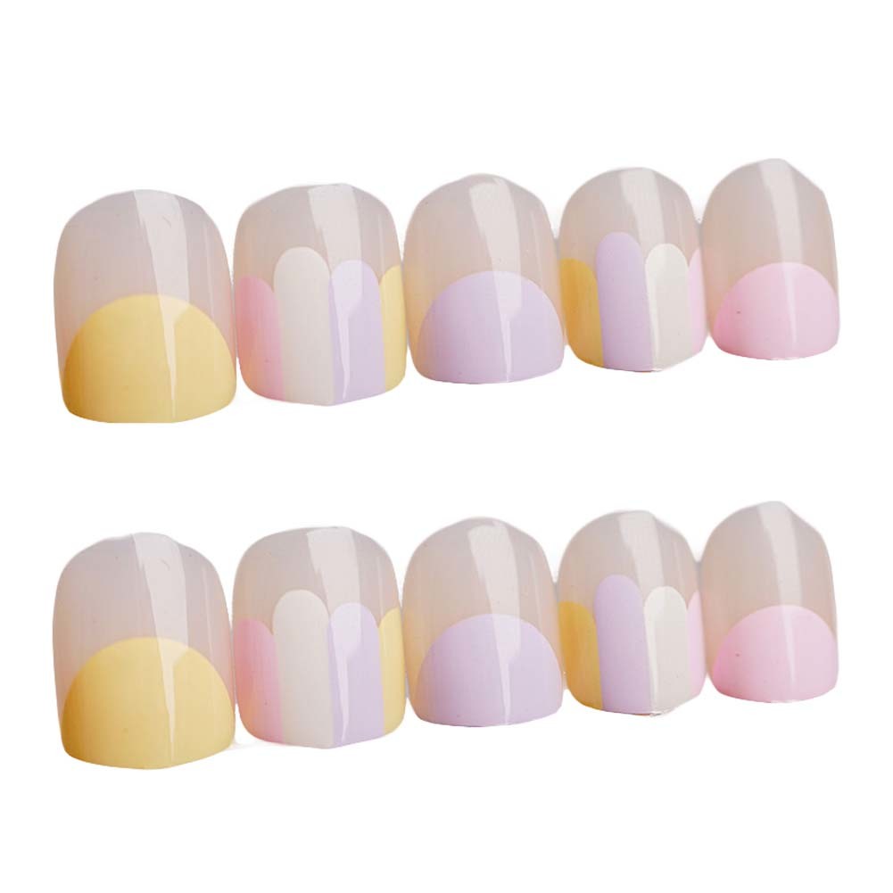 Nail Art Pink Mauve Short Round Artificial False Nail Tips Fake Nails Decoration