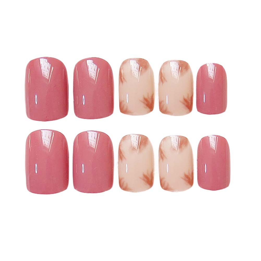 Nail Art Short Artificial False Nail Tips Nails Decoration Russet-red Shading