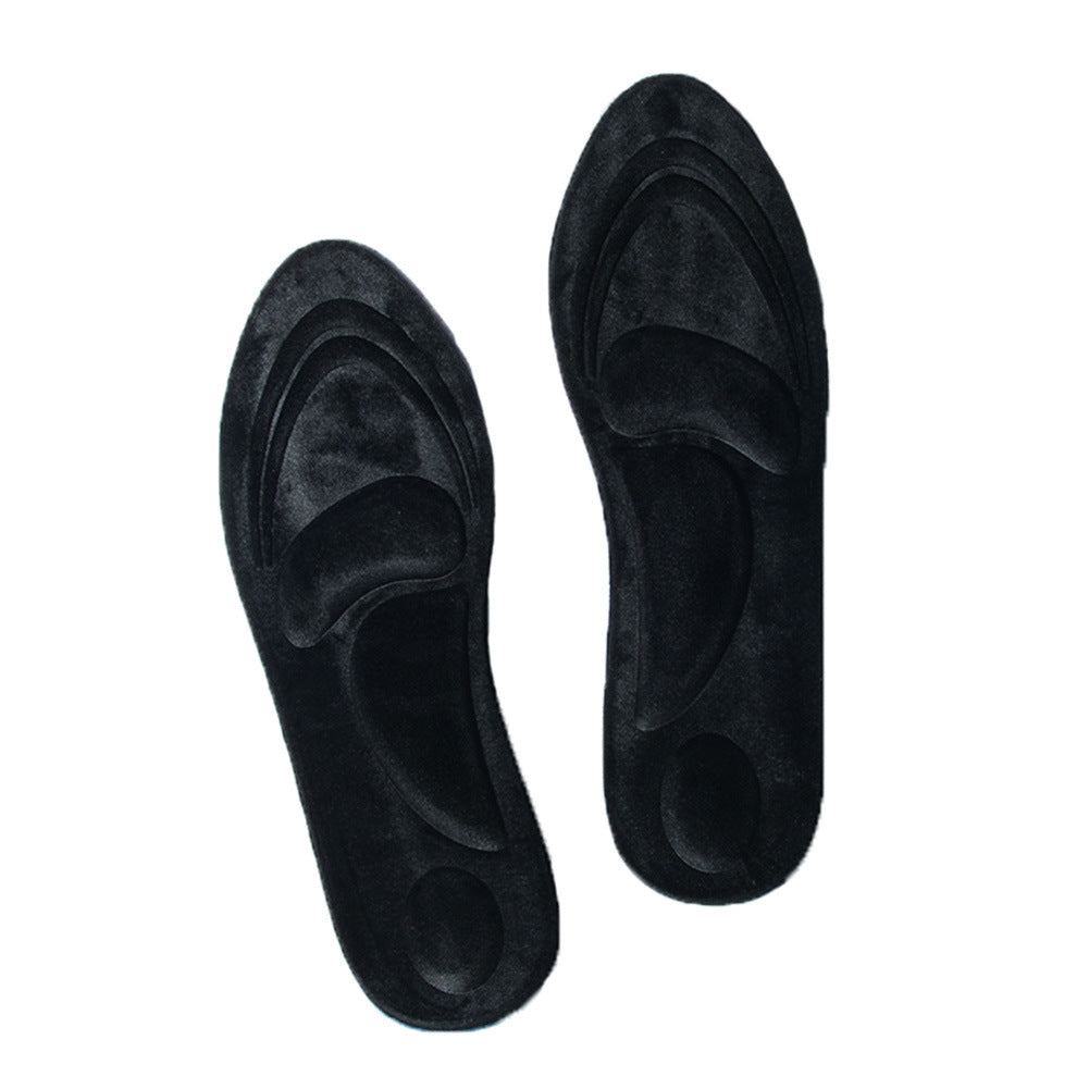 2 Pairs Replacement Shoe Insoles Soft Plush Shoe Insert Pad for Men Winter Warm- Black