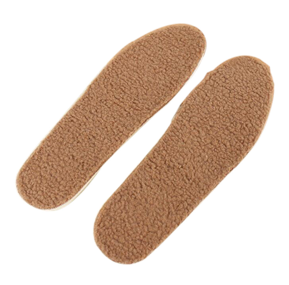 3 Pairs Winter Plush Replacement Shoe Insoles for Men Soft Shock Absorption Shoe Insert Pad - Brown