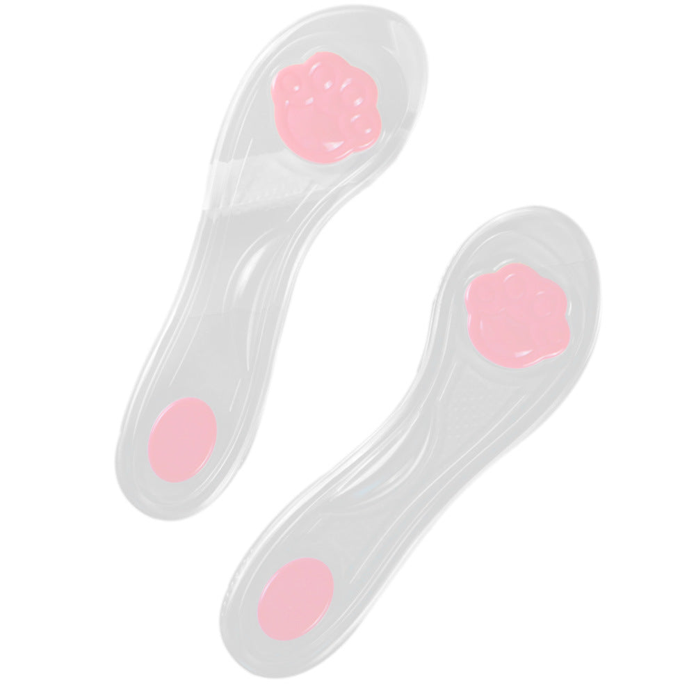 2 Pairs Ladies Silica Gel Shoe Insoles Cute Paw Non-slip Heel Grips Liner Shoe Insert Pad