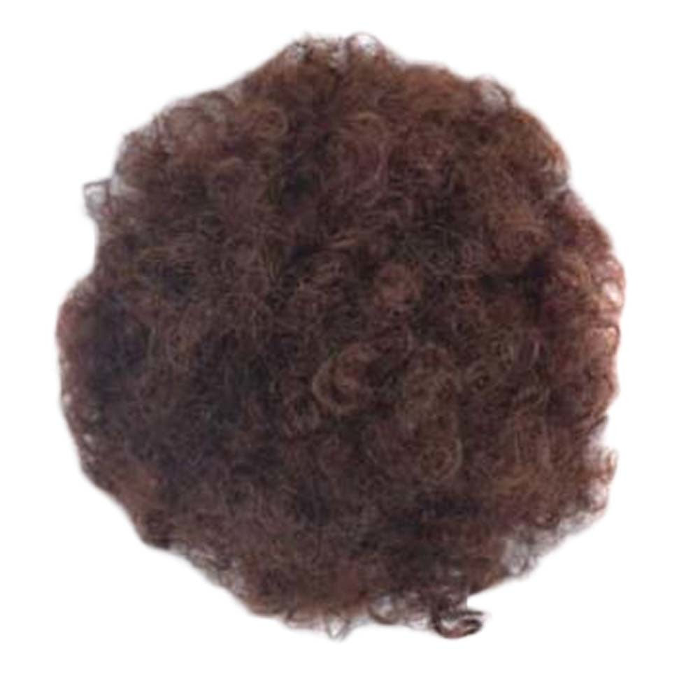 Afro Puff Drawstring Hair Bun Extension Short Synthetic Ponytail Clip On Kinky Drawstring Curly Hair Piece,Brown