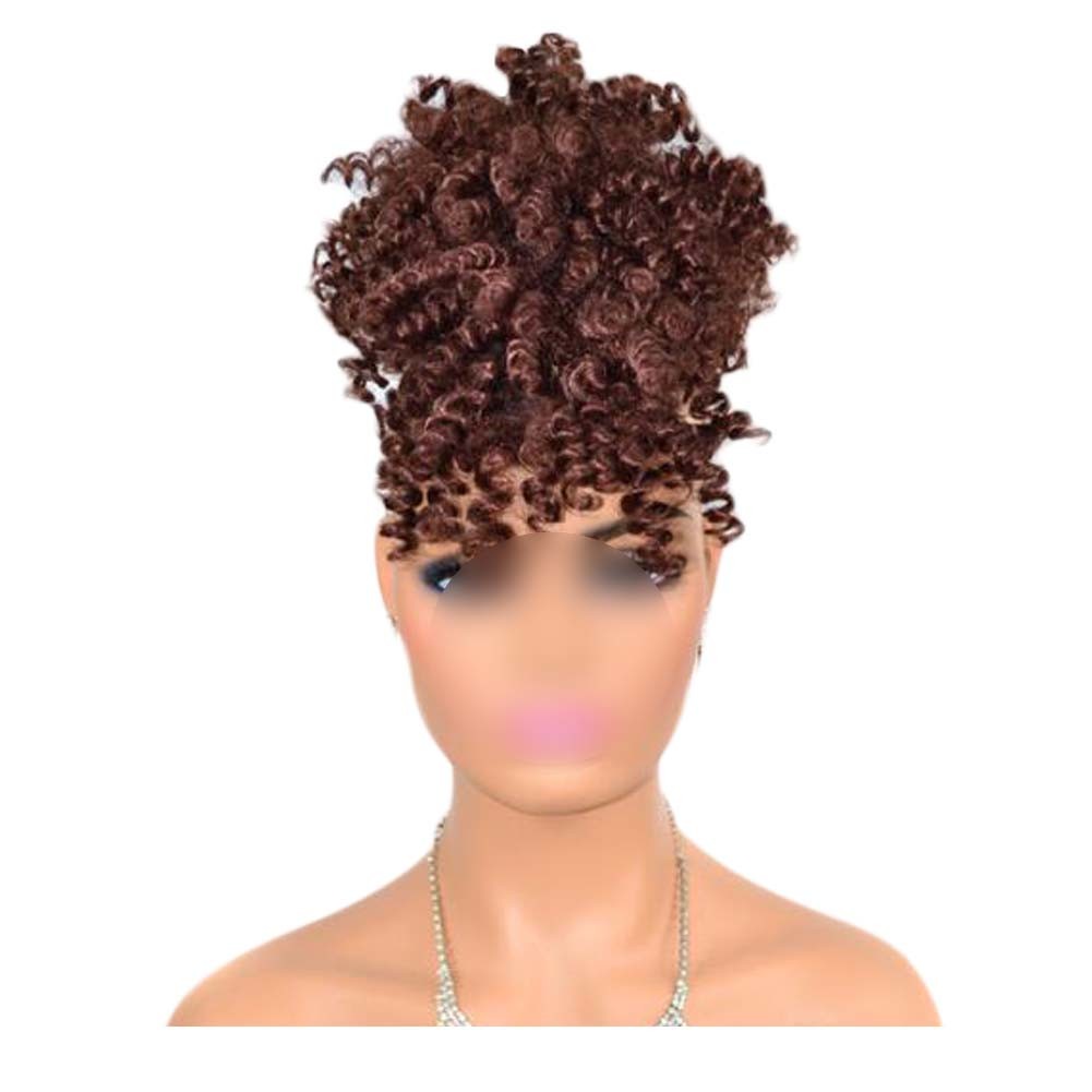 Afro Puff Drawstring Ponytail Synthetic Curly Hair Ponytail Extension Large Size Hair Bun Clip Hair Extensions,Dark Brown