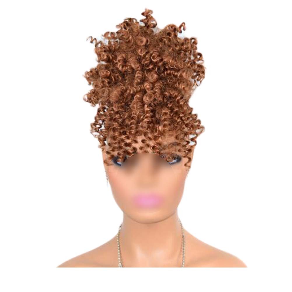 Afro Puff Drawstring Ponytail Synthetic Curly Hair Ponytail Extension Large Size Hair Bun Clip Hair Extensions,Light Coffee