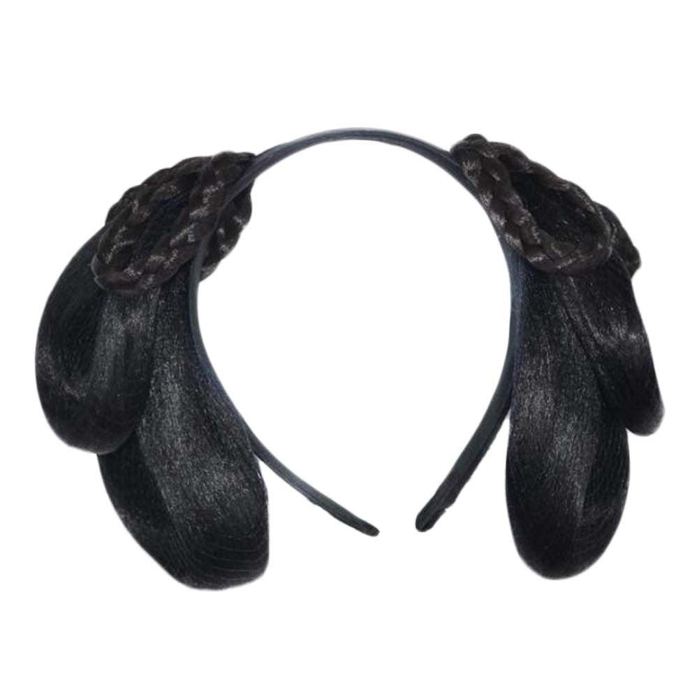 Women Wig Han Chinese Clothing Updo Headband Hair Bun Chinese Traditional Costume Accessory Black Hairpiece