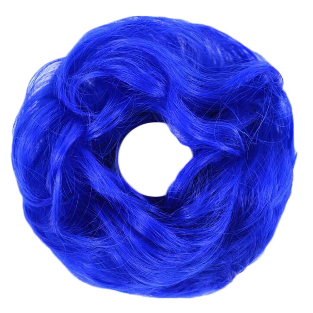 Royal Blue Scrunchy Updo Wavy Hair Bun Elastic Synthetic Hairpiece Wig Curly Hair Extension Scrunchies