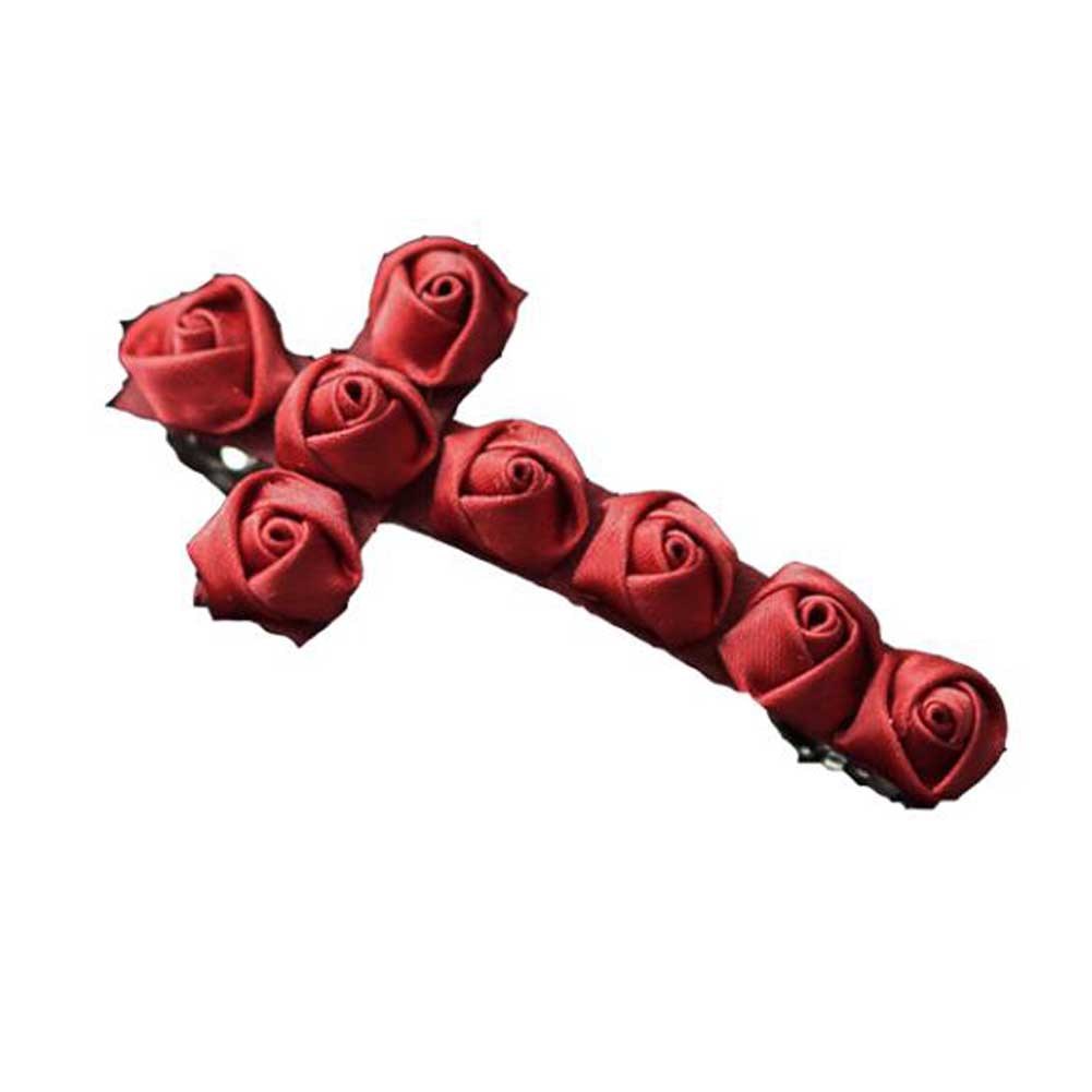 1 Piece Handmade Red Rose Cross Hair Clips Halloween Gothic Hair Clips Vampire Hair Clips Hair Pin