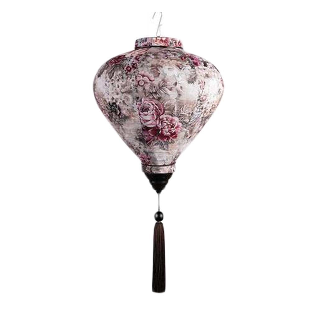 12" Grey Rose Chinese Cloth Lantern Traditional Festival Lampshade Decorative Hanging Paper Lantern