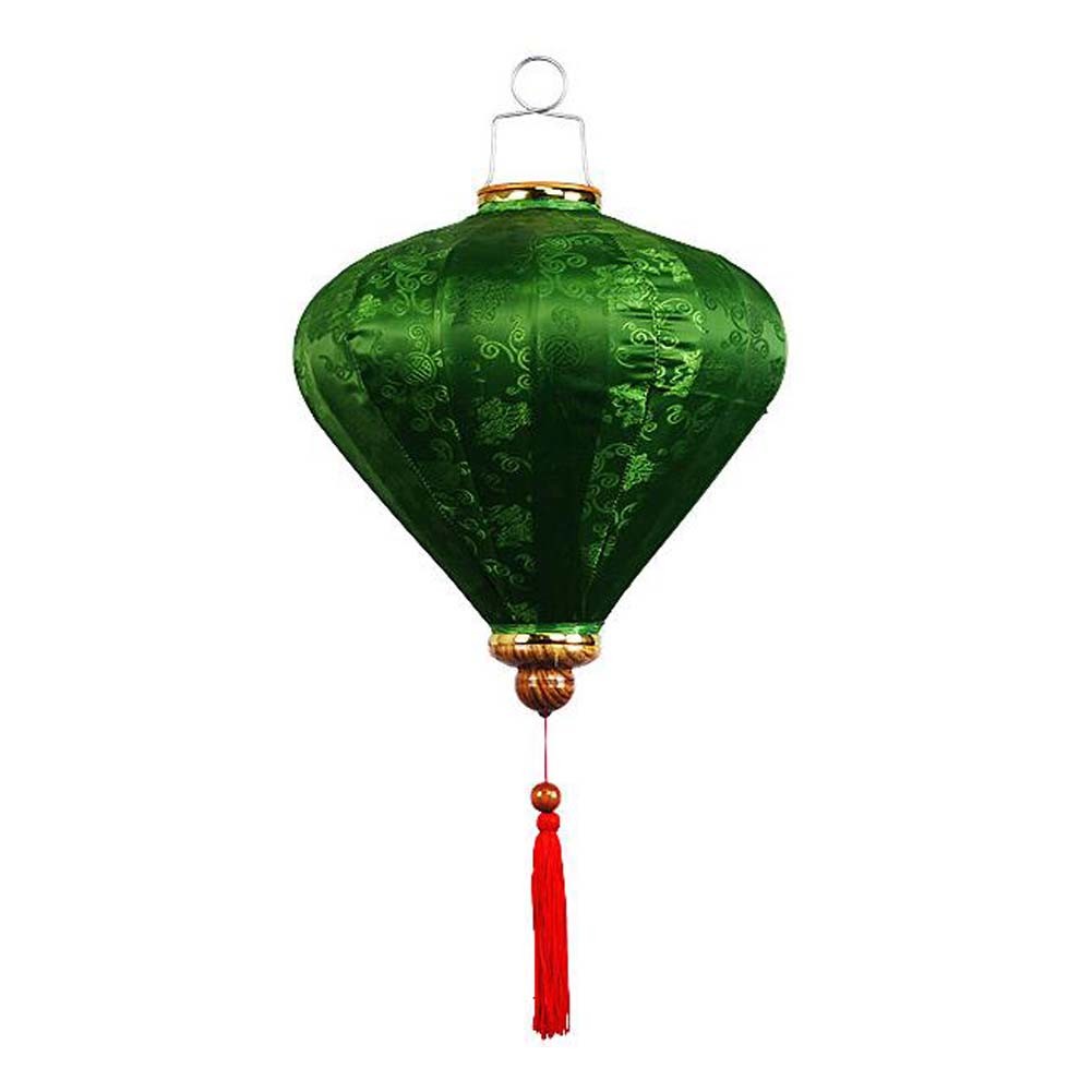 14 Inches Green Diamond Shaped Cloth Lantern Festival Decorative Outdoor Hanging Paper Lantern Chinese Style Wedding Props Lampshade