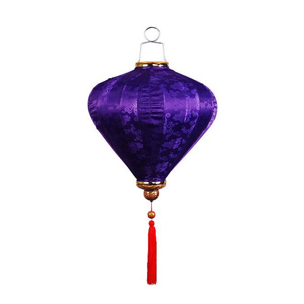 14 Inches Purple Diamond Shaped Cloth Lantern Festival Decorative Outdoor Hanging Paper Lantern Chinese Style Wedding Props Lampshade