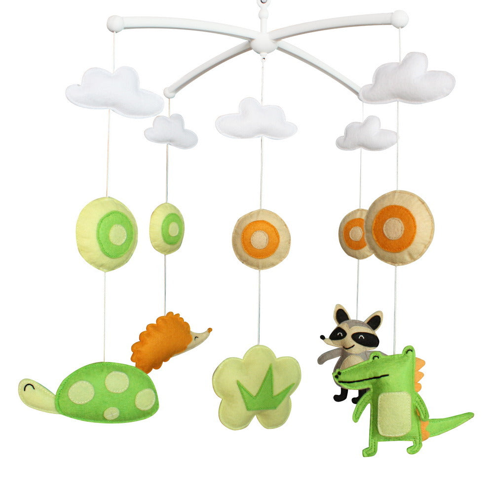 Colorful Hanging Toy, Musical Mobile [Raccoon+Tortoise+Hedgehog+Crocodile]