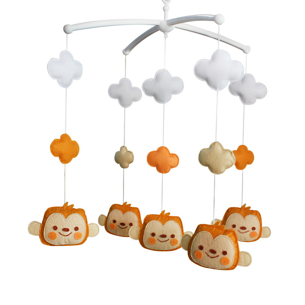 Handmade Nursery Decor Gift, Crib Mobile, [Cute Monkey+Clouds]