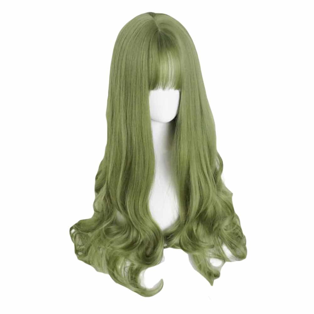 65 cm Green Full Wig Long Curly Wave Synthetic Hair Wig Cosplay Wig Costume Halloween Dress Up