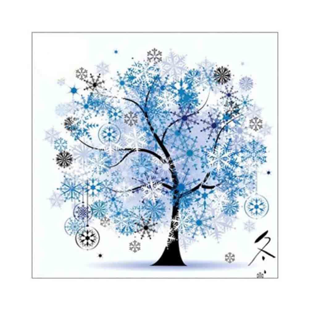 Winter Tree DIY Cross Stitch Stamped Kits Pre-Printed 11CT Embroidery Kits Wall Decor, 18x18 inch