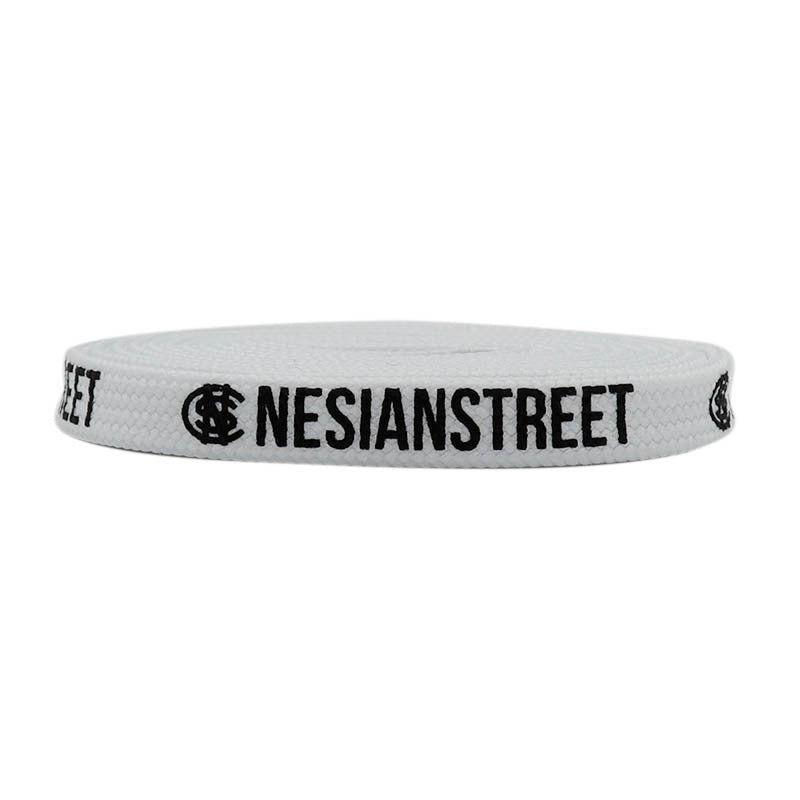 Weiou Shoe Accessories Fashion Design Printing Logo And Letter White And Black Flat Polyester Printed Shoelaces
