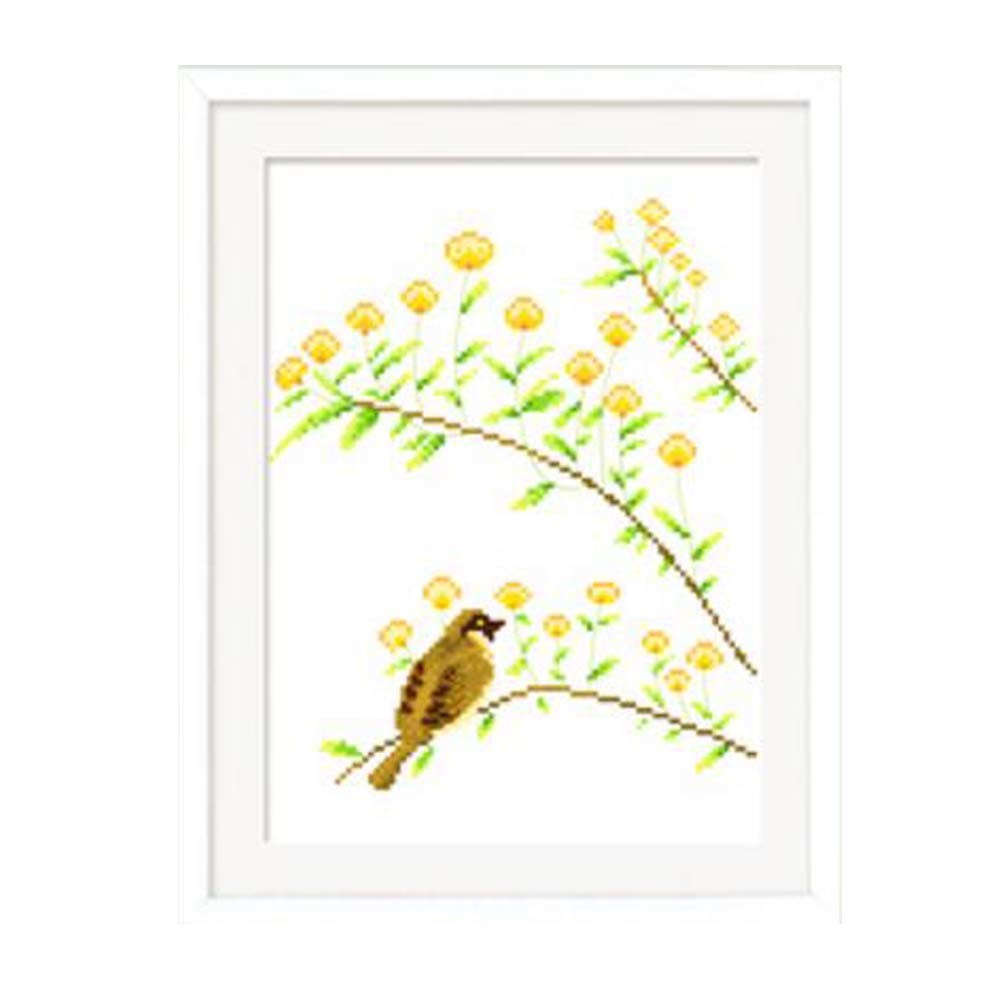 Spring Birds on the Flower DIY Cross Stitch Stamped Kits Pre-Printed 11CT Embroidery Kits Wall Decor, 14x17 inch