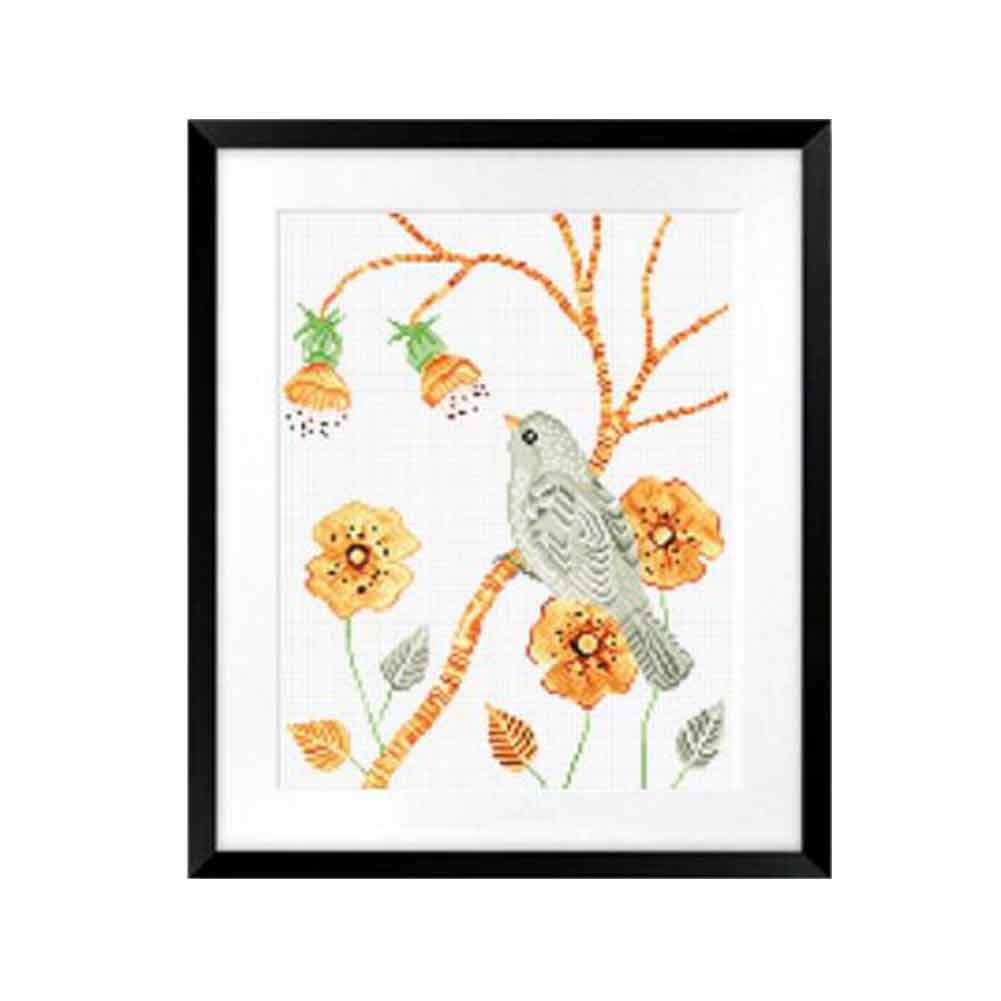 Spring Brids and Flower DIY Cross Stitch Stamped Kits Pre-Printed 11CT Embroidery Kits Wall Decor, 14x17inch