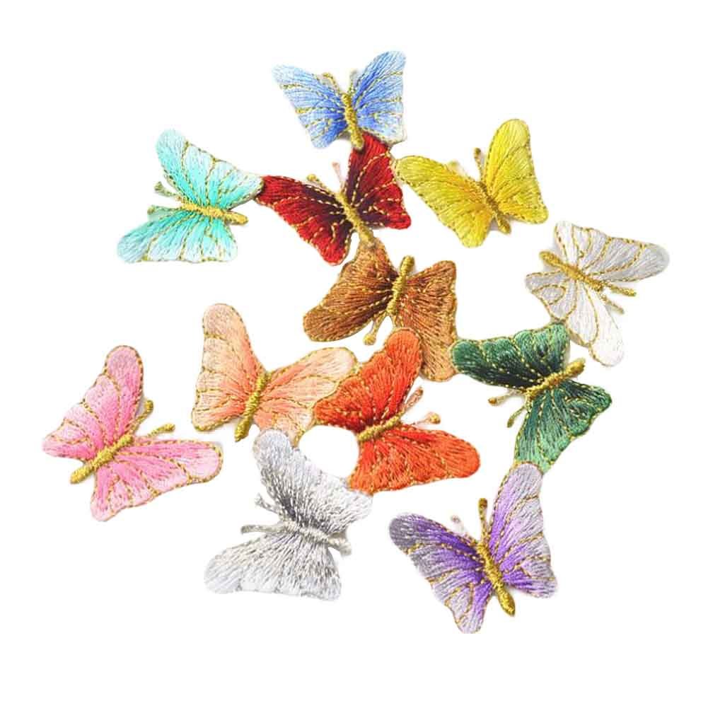 12 Pcs Random Butterfly Sew on Patches Embroidery Applique Cloth Applique Patches