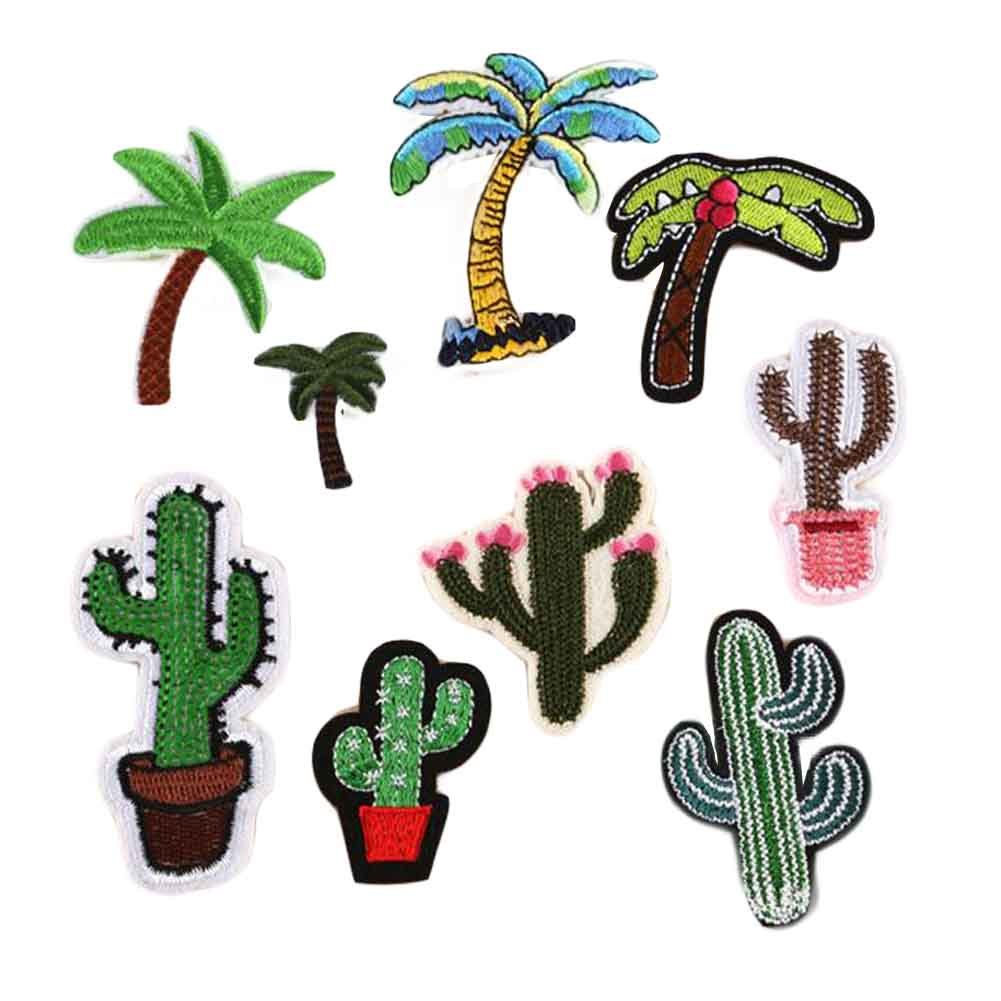 10 Pcs Sew on Appliques Patches Embroidery Applique Random Coconut Palm Cactus