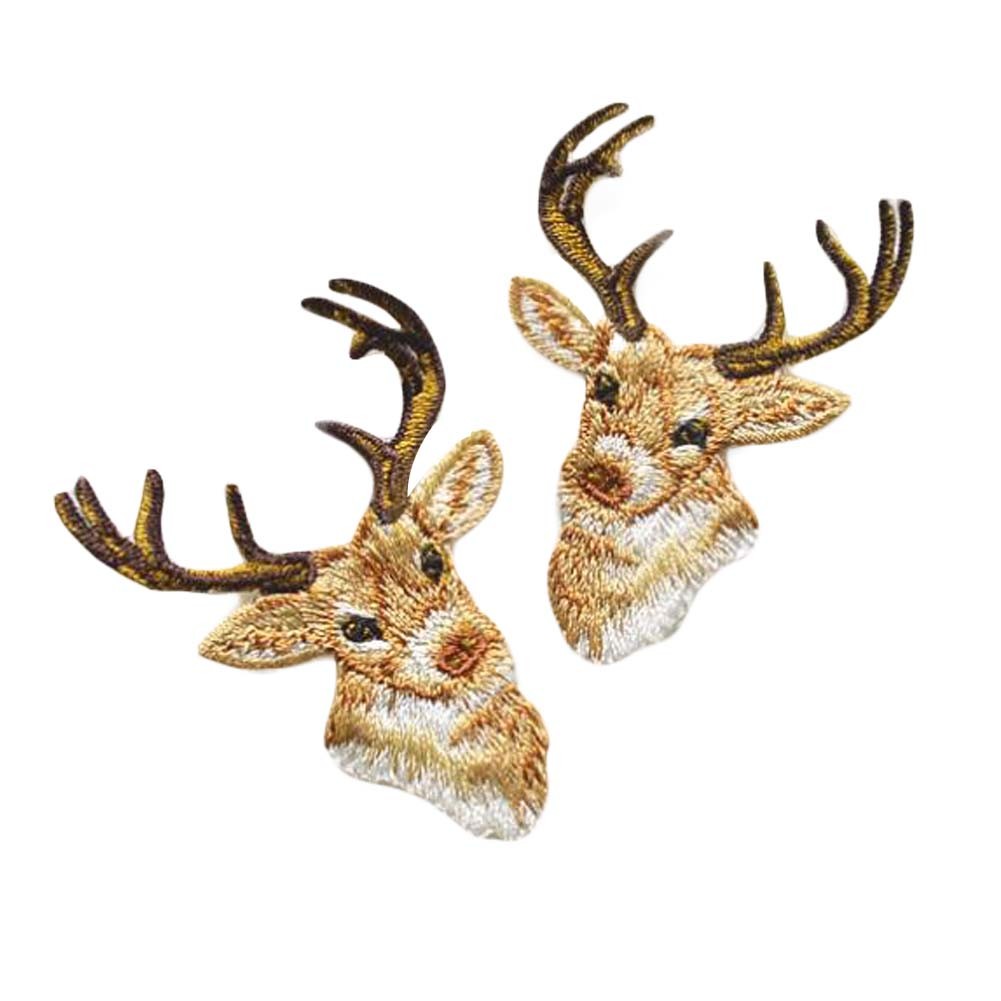 2 Pair Deer Applique Patches Iron on Decorative Patches Embroidery Appliques