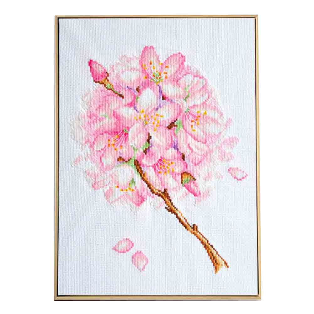 Pink Flower DIY Cross Stitch Stamped Kits Pre-Printed 11CT Embroidery Kits Wall Decor, 15x19 inch