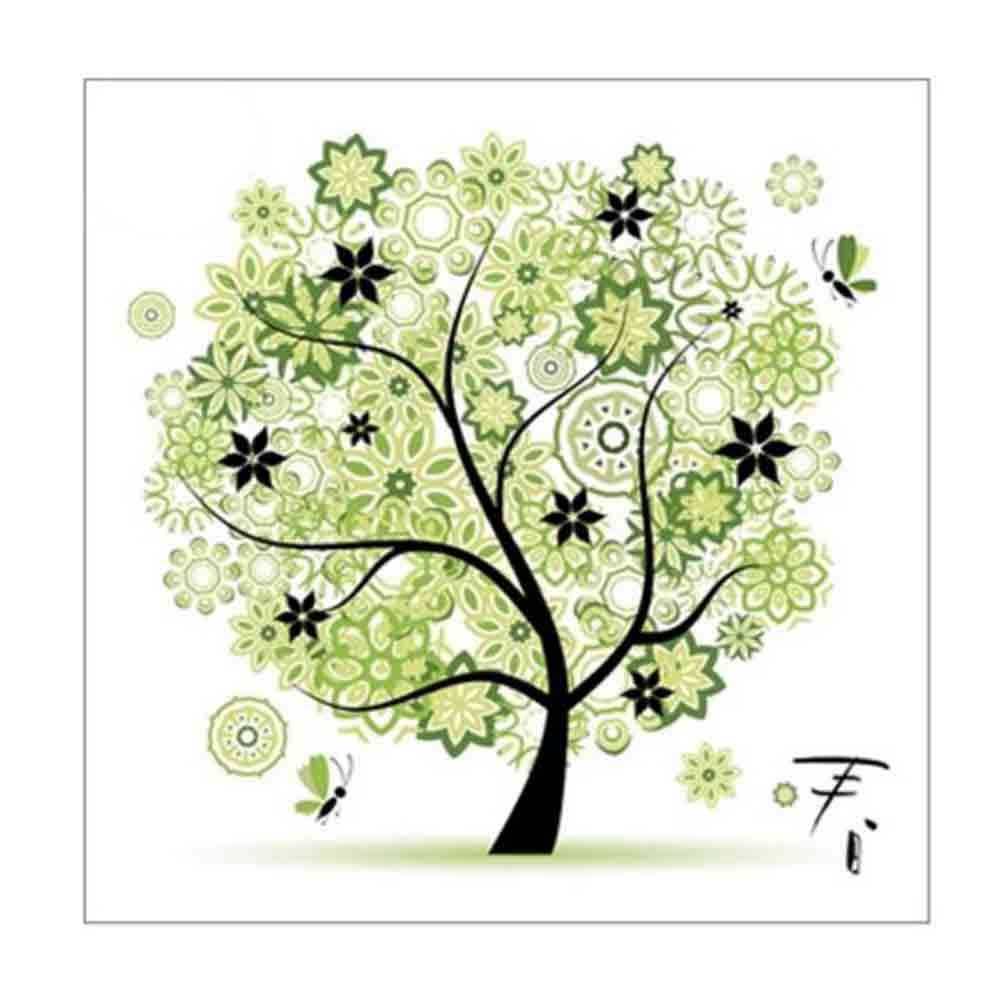 Spring Tree DIY Cross Stitch Stamped Kits Pre-Printed 11CT Embroidery Kits Wall Decor, 18x18 inch