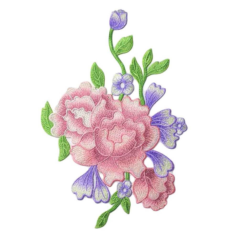 Embroidery Applique Peony Applique Patches Cloth Appliques DIY Sew on Patches