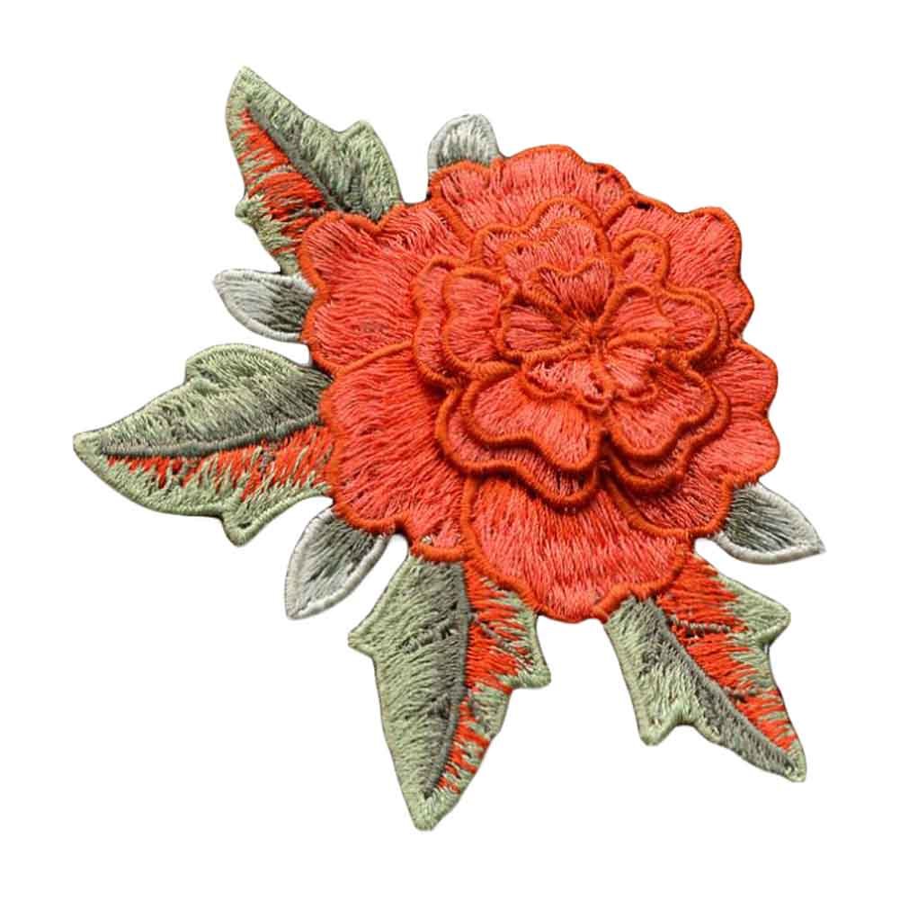 3 Pcs 3D Orange Flower Cloth Sew on Patches Embroidery Applique Applique Patches