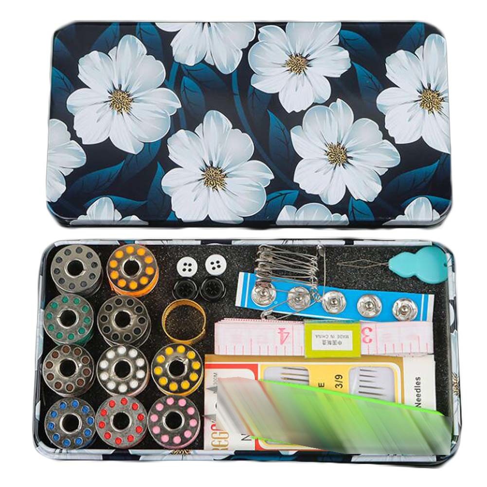 Tin Box Sewing Machine Kit 10 Colors Thread Spools Sewing Kits Sewing Supplies Kit Sewing Accessories