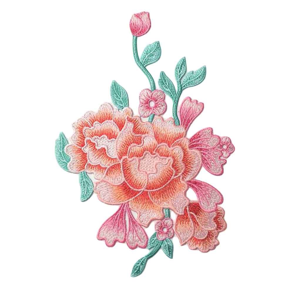 Embroidery Applique DIY Sew on Patches Peony Applique Patches Cloth Appliques