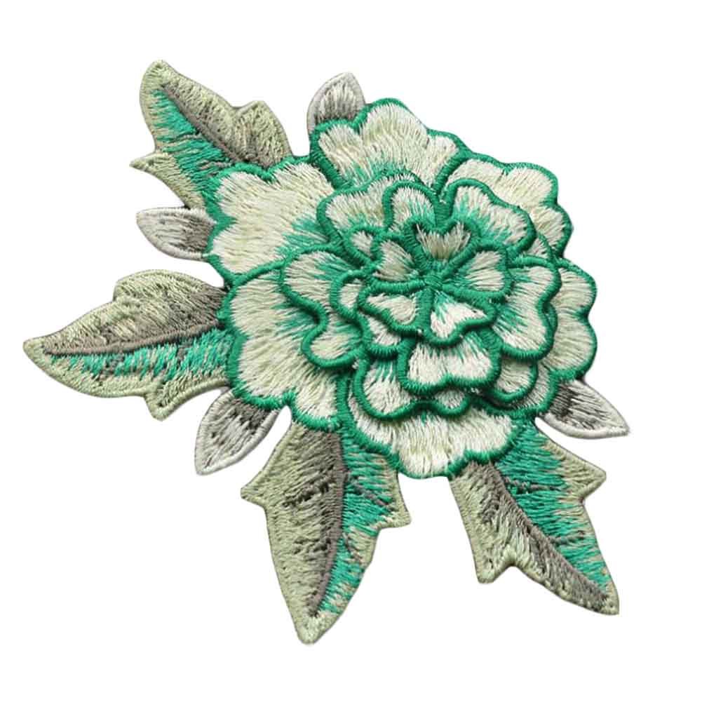 3 Pcs- Cloth Sew on Patches Embroidery Applique Applique Patches 3D Flower,Green