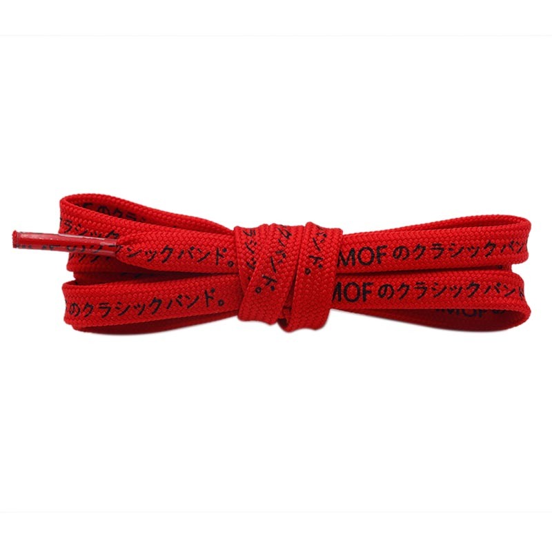 Weiou Manufacturer Printing Japanese Katakana Characters  High Quality Polyester Printed Shoelaces For Shoes