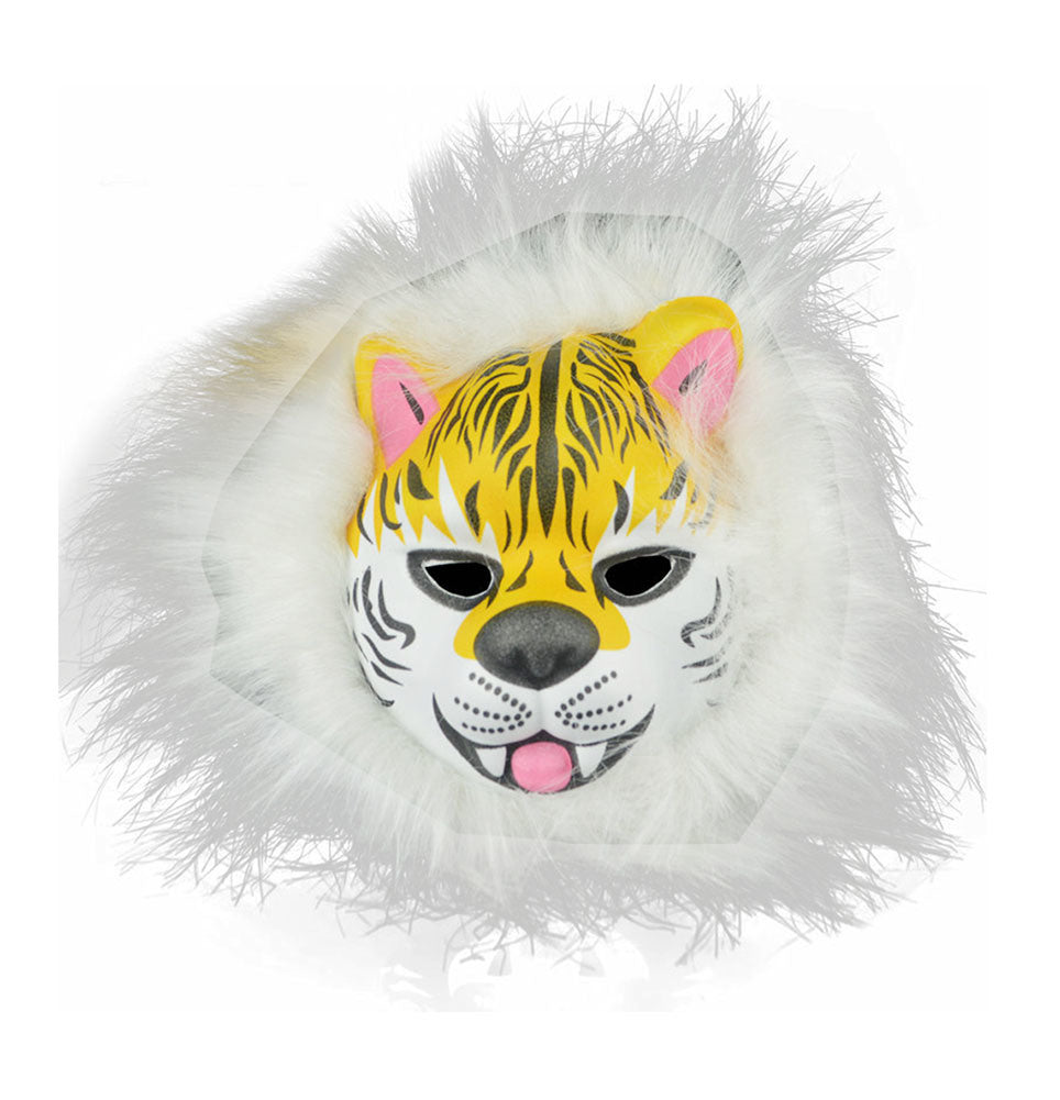 Funny White Tiger Mask Pretend Play Plastic Halloween Party Novelty Face Mask