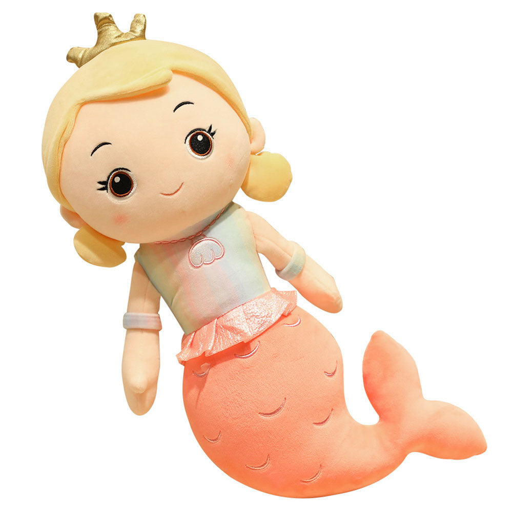 Cute Mermaid Princess Plush Pillow 50cm for Girls Gift Bed Sofa Decor, Red