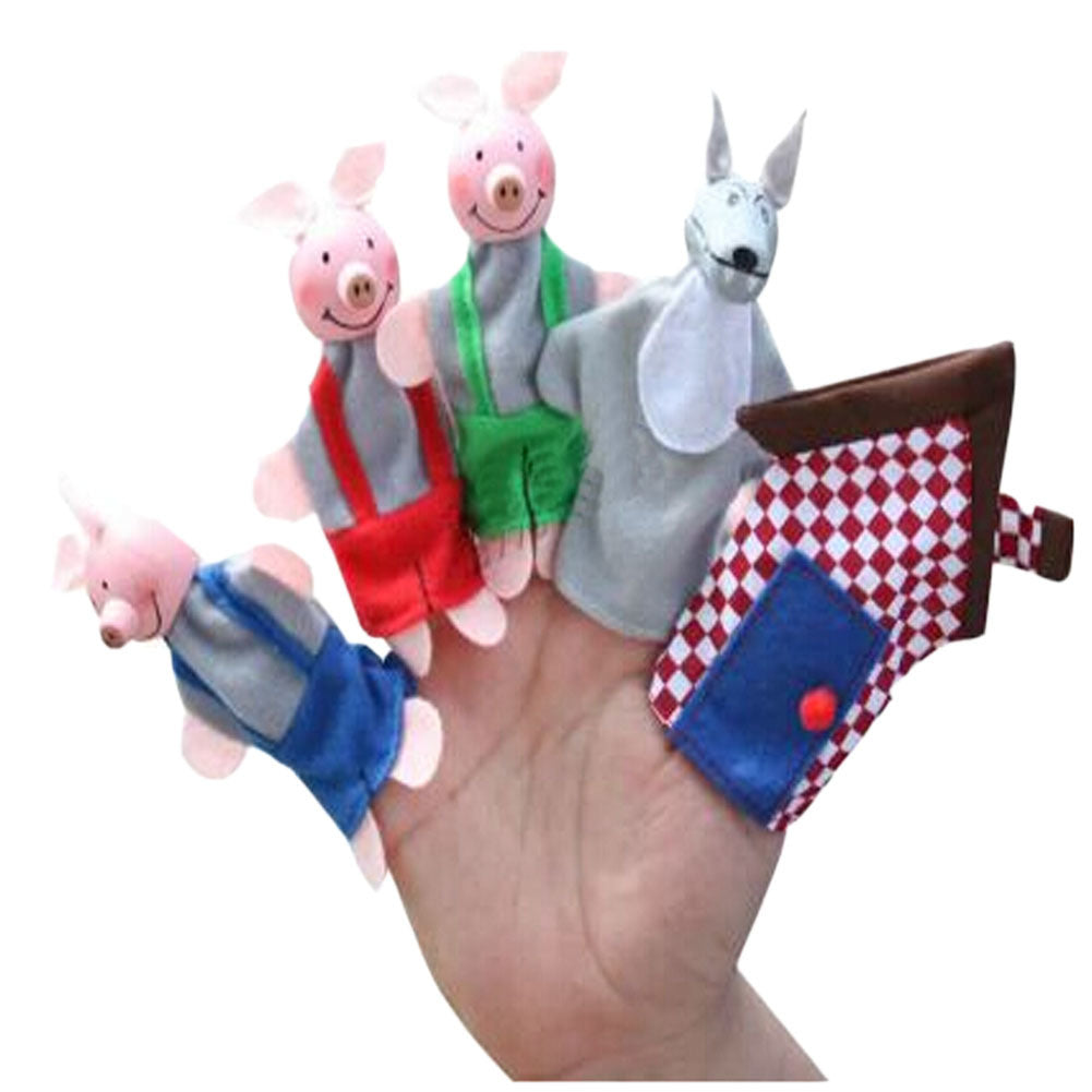 3Pcs Three Pigs Finger Puppets Story Telling Puppets for Kids 1-3Years