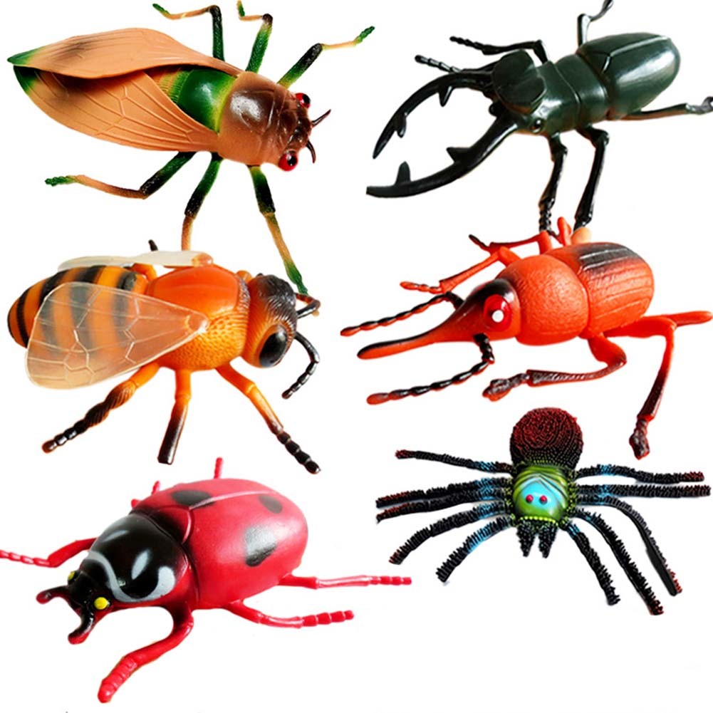 Large Simulated Insect Figurines Toy Halloween Joke Trick Kids Educational Model, 6 Pcs