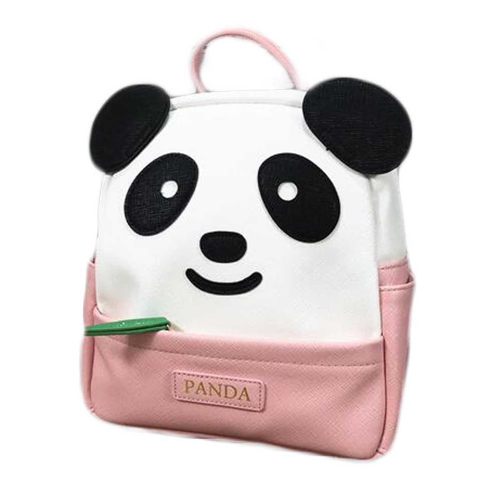 Cute PU Leather Panda Backpack Kids Shoulder Bag Pink Travel Casual Bag Small School Bag