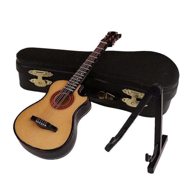 Mini Classical Guitar Wooden Miniature Guitar Model Musical Instrument Guitar Decoration Gift Decor For Bedroom Living Room